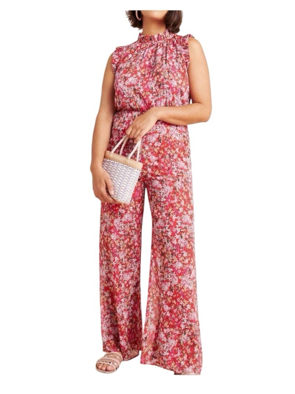 ALI & JAY Women’s Sleeveless Floral Wide Leg Jumpsuit Red size large